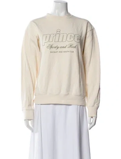 Pre-owned Sporty And Rich Graphic Print Crew Neck Sweatshirt In Neutral