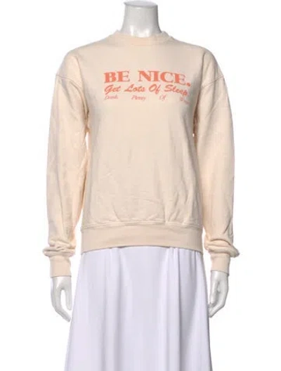 Pre-owned Sporty And Rich Graphic Print Crew Neck Sweatshirt In Neutrals