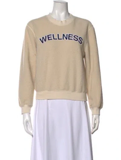 Pre-owned Sporty And Rich Graphic Print Crew Neck Sweatshirt In Neutrals