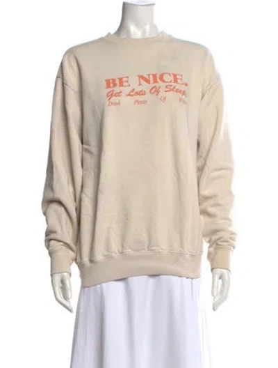 Pre-owned Sporty And Rich Graphic Print Crew Neck Sweatshirt In Neutrals