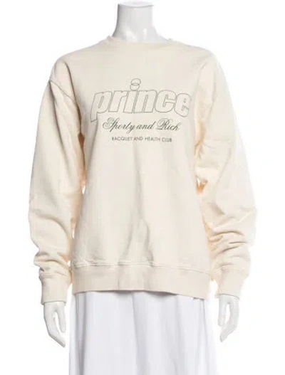 Pre-owned Sporty And Rich Graphic Print Crew Neck Sweatshirt In Neutrals