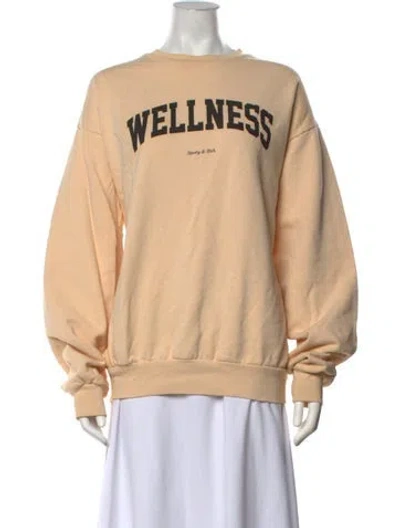 Pre-owned Sporty And Rich Graphic Print Crew Neck Sweatshirt In Neutrals