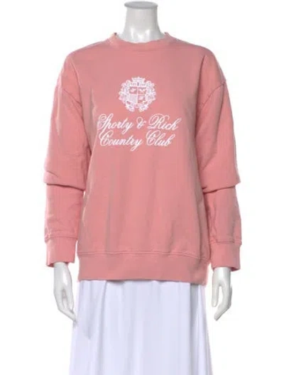 Pre-owned Sporty And Rich Graphic Print Crew Neck Sweatshirt In Pink