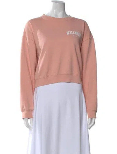Pre-owned Sporty And Rich Graphic Print Crew Neck Sweatshirt In Pink