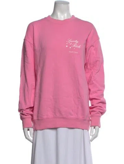 Pre-owned Sporty And Rich Graphic Print Crew Neck Sweatshirt In Pink