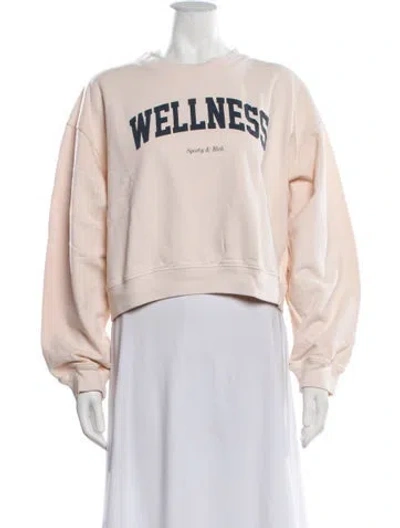 Pre-owned Sporty And Rich Graphic Print Crew Neck Sweatshirt In Pink