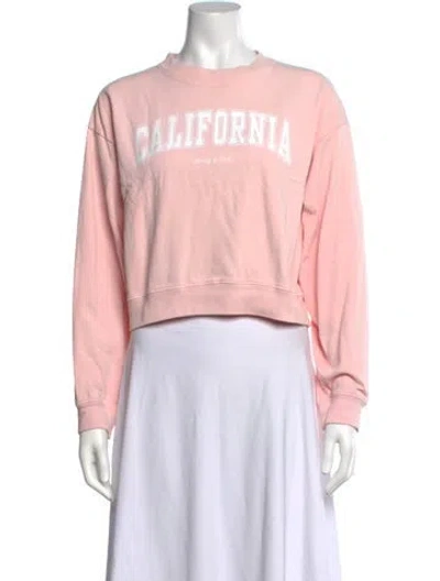 Pre-owned Sporty And Rich Graphic Print Crew Neck Sweatshirt In Pink