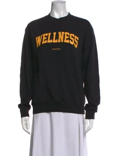 Pre-owned Sporty And Rich Graphic Print Crew Neck Sweatshirt W/ Tags In Black