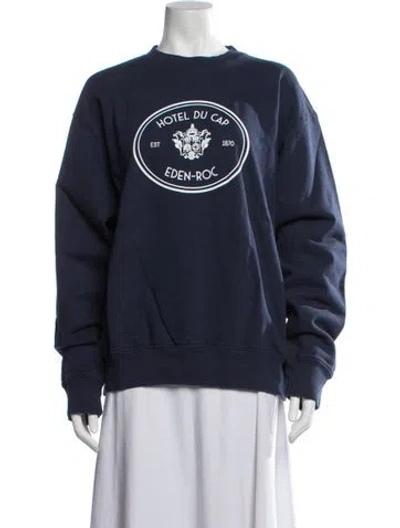 Pre-owned Sporty And Rich Graphic Print Crew Neck Sweatshirt W/ Tags In Blue