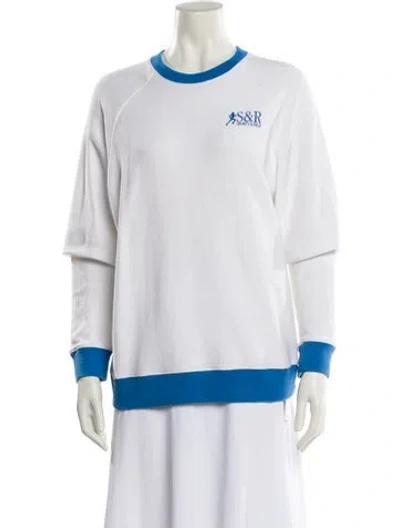 Pre-owned Sporty And Rich Graphic Print Crew Neck Sweatshirt In White