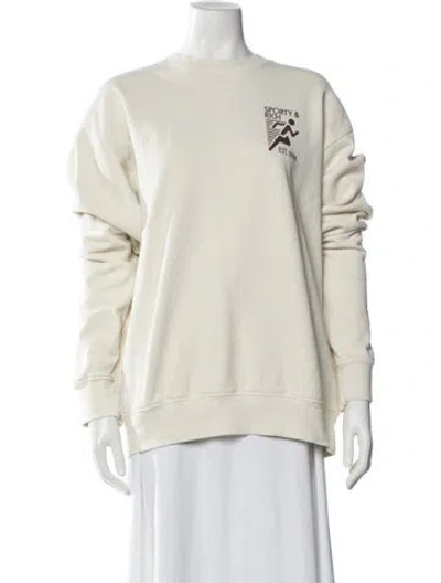 Pre-owned Sporty And Rich Graphic Print Crew Neck Sweatshirt In White