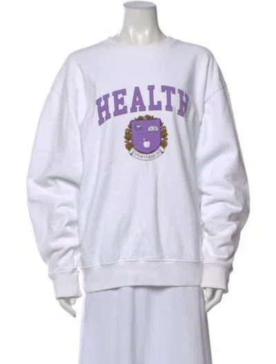 Pre-owned Sporty And Rich Graphic Print Crew Neck Sweatshirt In White
