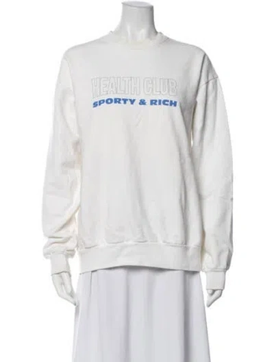 Pre-owned Sporty And Rich Graphic Print Crew Neck Sweatshirt In White