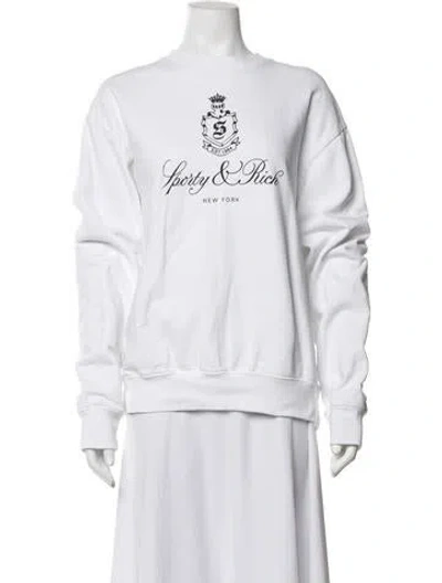 Pre-owned Sporty And Rich Graphic Print Crew Neck Sweatshirt In White