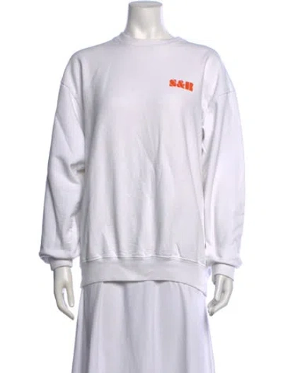 Pre-owned Sporty And Rich Graphic Print Crew Neck Sweatshirt In White