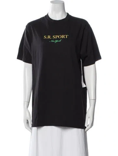 Pre-owned Sporty And Rich Graphic Print Crew Neck T-shirt In Black