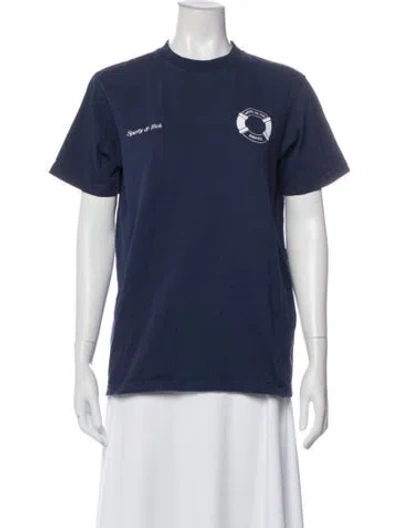 Pre-owned Sporty And Rich Graphic Print Crew Neck T-shirt In Blue