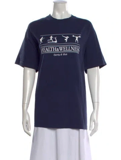 Pre-owned Sporty And Rich Graphic Print Crew Neck T-shirt In Blue