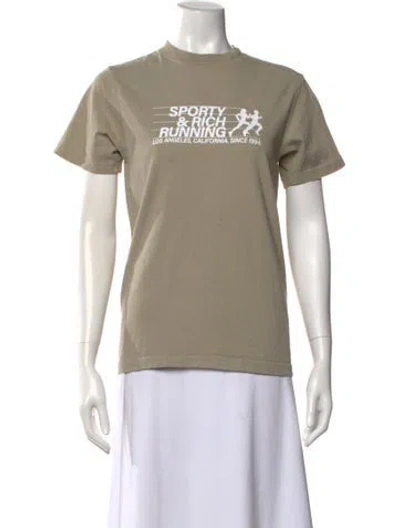 Pre-owned Sporty And Rich Graphic Print Crew Neck T-shirt In Brown