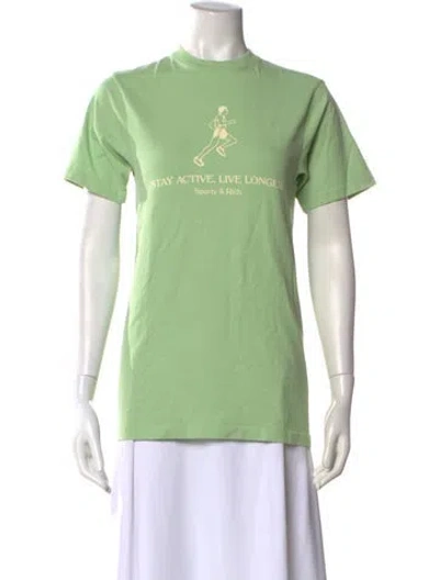 Pre-owned Sporty And Rich Graphic Print Crew Neck T-shirt In Green