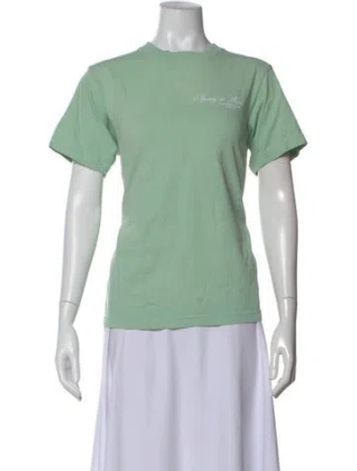 Pre-owned Sporty And Rich Graphic Print Crew Neck T-shirt In Green