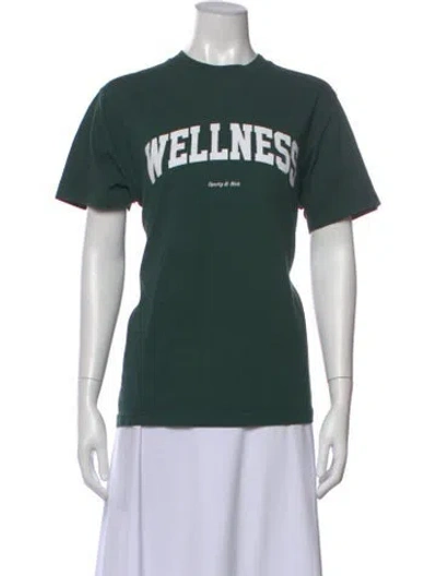 Pre-owned Sporty And Rich Graphic Print Crew Neck T-shirt In Green