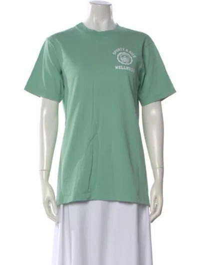 Pre-owned Sporty And Rich Graphic Print Crew Neck T-shirt In Green