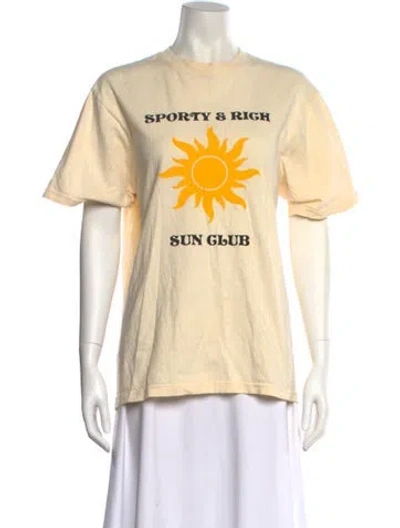 Pre-owned Sporty And Rich Graphic Print Crew Neck T-shirt In Neutral