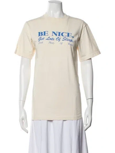 Pre-owned Sporty And Rich Graphic Print Crew Neck T-shirt In Neutral