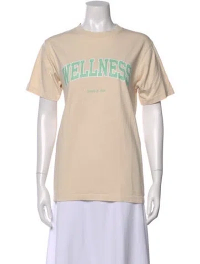 Pre-owned Sporty And Rich Graphic Print Crew Neck T-shirt In Neutral