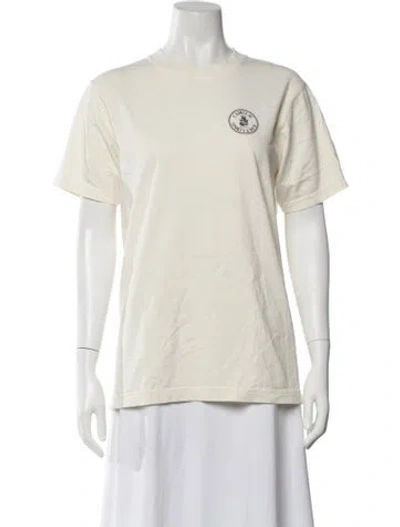 Pre-owned Sporty And Rich Graphic Print Crew Neck T-shirt In Neutrals