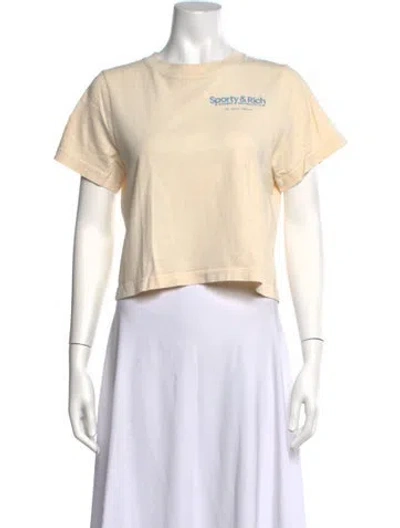 Pre-owned Sporty And Rich Graphic Print Crew Neck T-shirt In Neutrals