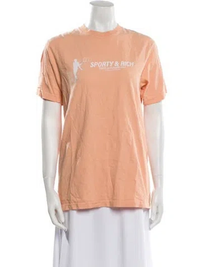 Pre-owned Sporty And Rich Graphic Print Crew Neck T-shirt In Orange