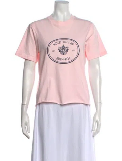 Pre-owned Sporty And Rich Graphic Print Crew Neck T-shirt In Pink