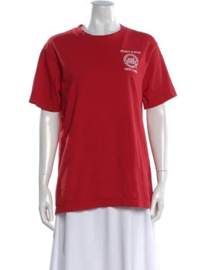 Pre-owned Sporty And Rich Graphic Print Crew Neck T-shirt In Red