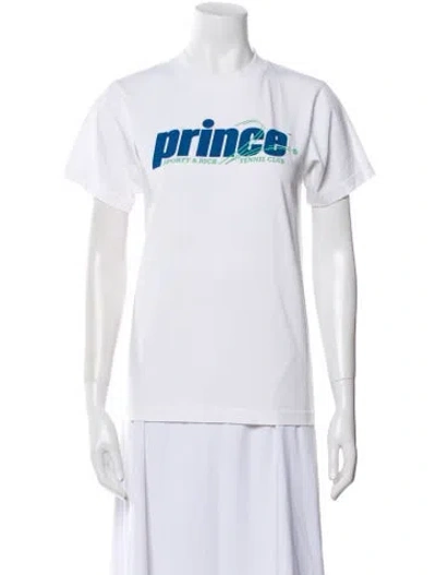 Pre-owned Sporty And Rich Graphic Print Crew Neck T-shirt In White