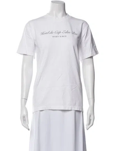 Pre-owned Sporty And Rich Graphic Print Crew Neck T-shirt In White