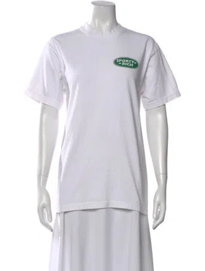 Pre-owned Sporty And Rich Graphic Print Crew Neck T-shirt In White