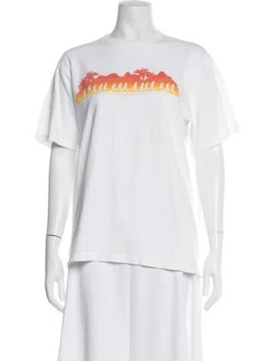 Pre-owned Sporty And Rich Graphic Print Crew Neck T-shirt In White