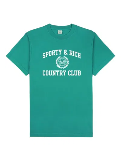 Sporty And Rich Graphic-print Cropped T-shirt In Green