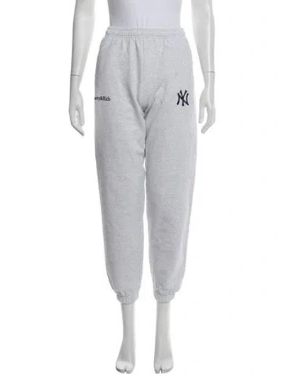Pre-owned Sporty And Rich Graphic Print Embroidered Accent Sweatpants In Grey