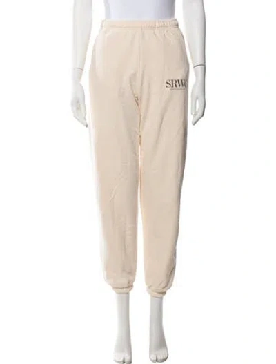 Pre-owned Sporty And Rich Graphic Print Embroidered Accent Sweatpants In Neutral
