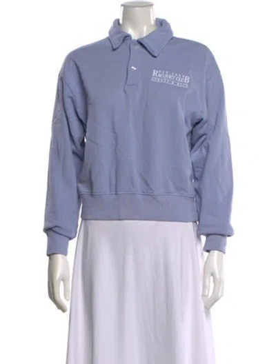 Pre-owned Sporty And Rich Graphic Print Long Sleeve Polo In Blue/purple