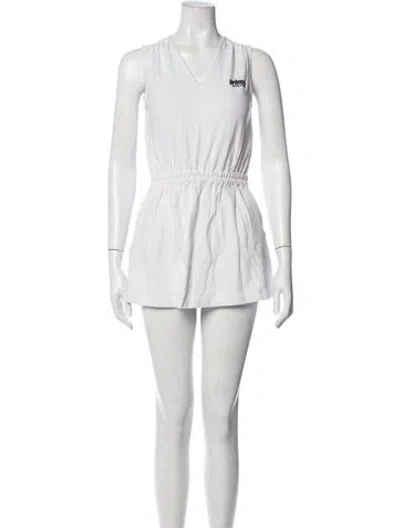 Pre-owned Sporty And Rich Graphic Print Mini Dress In White