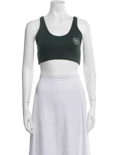 Pre-owned Sporty And Rich Graphic Print Scoop Neck Sports Bra In Blue