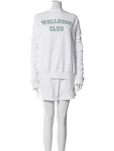 Pre-owned Sporty And Rich Graphic Print Short Set In White