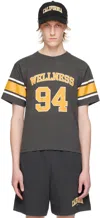 Sporty And Rich Gray & Orange 'wellness 94' Rugby T-shirt In Faded Black