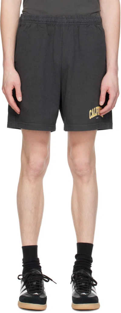 Sporty And Rich Gray 'california' Shorts In Faded Black