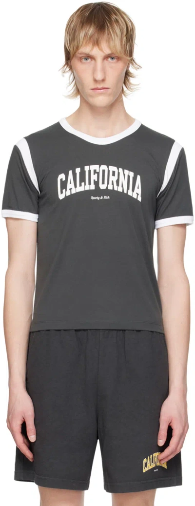 Sporty And Rich Gray 'california' T-shirt In Faded Black