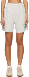 SPORTY AND RICH GRAY EMBLEM GYM SHORTS